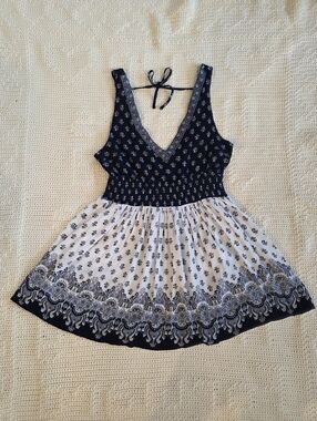 Aeropostale Navy & White Paisley-Print Mini Dress